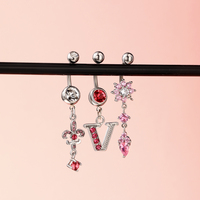 14G niedlicher rosa Bogen Bowknot Edelstahl Bauchtumknopf-Ringe für Mädchen Frauen Tiere CZ Bauchnabel Piercing-Schmuck