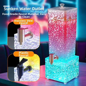 Distributeur de boissons en acrylique éclairé par LED, carré, 13x13x43cm, avec robinet en acier inoxydable, refroidisseur de fête - Product Image 3