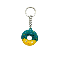 Offsetdruk cadeau schattig 3D cartoon PVC donut sleutelhanger zoete rubberen karabijnhaak sleutelring voor kinderen cadeau