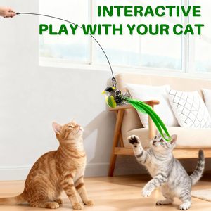 Jouets interactifs pour chats en forme d'oiseau, personnalisables en usine, en stock, avec plumes simulées, bâton de chatouillage pour chats - Product Image 5