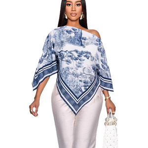 Nuova Blusa Estiva da Donna Stile Resort con Stampa Animalier, Vestibilità Ampia, <span class=keywords><strong>Spalle</strong></span> <span class=keywords><strong>Scoperte</strong></span> e Design a Mantella, Collezione Europea Americana 2026 - Product Image 5