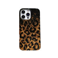 Coque de téléphone double couche à paillettes et imprimé léopard style européen pour iPhone 18 Pro Max 17 16 15/14/13