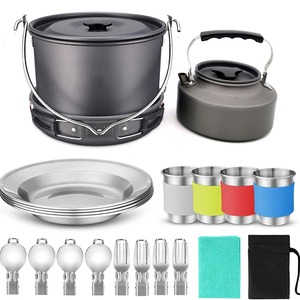 Eco-vriendelijke Wilderness Survival Metal Camping Pot Kookgereiset voor Buitenkeuken Uitrusting Kookpottenset - Product Image 3