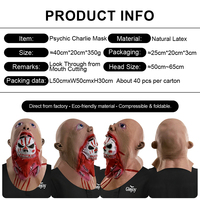 Masque d'horreur Bloody Charlie, cagoule visage de fantôme, effrayant, démon, en latex, accessoires d'Halloween, costume de mascarade personnalisable