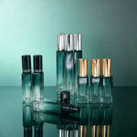Flacon de parfum à dégradé vert, rechargeable, mini atomiseur de voyage, flacon pulvérisateur carré vide avec bouchon doré, argenté ou noir