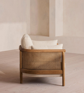 Poltrona Lounge Minimalista con Struttura <span class=keywords><strong>in</strong></span> <span class=keywords><strong>Legno</strong></span> e Rivestimento <span class=keywords><strong>in</strong></span> Tessuto per Soggiorno - Product Image 2