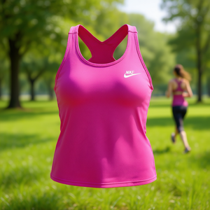 Nike Débardeur Active pour femme, couleur fuchsia, sans manches, col en V, coupe régulière, toutes saisons, 100 % polyester - Product Image 2