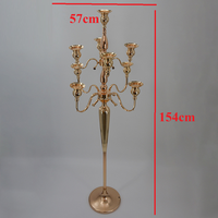 Candélabre en métal doré à 9 bras, chandelier, décoration de mariage, centres de table, accessoires de mariage, porte-bougies