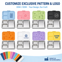 Boîte à lunch bento en acier inoxydable à cinq compartiments, étanche, à un seul niveau, pour les programmes de repas scolaires, OEM