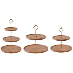 Creative Three-layer <strong>Tray</strong> Afternoon Tea Fruit Plate Household Double-layer Bamboo Snack <strong>Dessert</strong> <strong>Tray</strong> Cake Stand Rack - Product Image 2