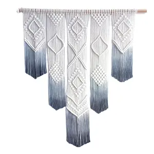 Tapiz de tejido hecho a mano para decoración del hogar, colgante de pared de Arte de macramé, con borlas largas, estilo nórdico, para apartamento y habitación