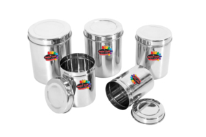 Material de cocina con estilos de tapa para caja de almacenamiento de contenedores de condimentos, juego de Dabba de uso diario Premium, cilindro de acero inoxidable - Product Image 2