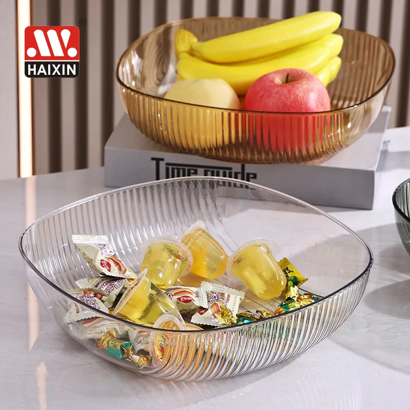 Nuevo diseño Haixing, platos de plástico para el hogar, platos de cocina para frutas y verduras, platos transparentes de plástico, juego de bandejas para mascotas