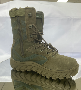 Bottes tactiques montantes vert olive DFA120 avec fermeture éclair latérale, tige en daim et nylon, semelle extérieure robuste à profondeur de grip, pour homme, pour activités de combat et de terrain en extérieur - Product Image 1