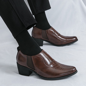Chaussures en cuir habillées pour hommes, grande taille, cuir à talon haut pour hommes, chaussures de mariage pour marié de bureau augmentant la taille - Product Image 3