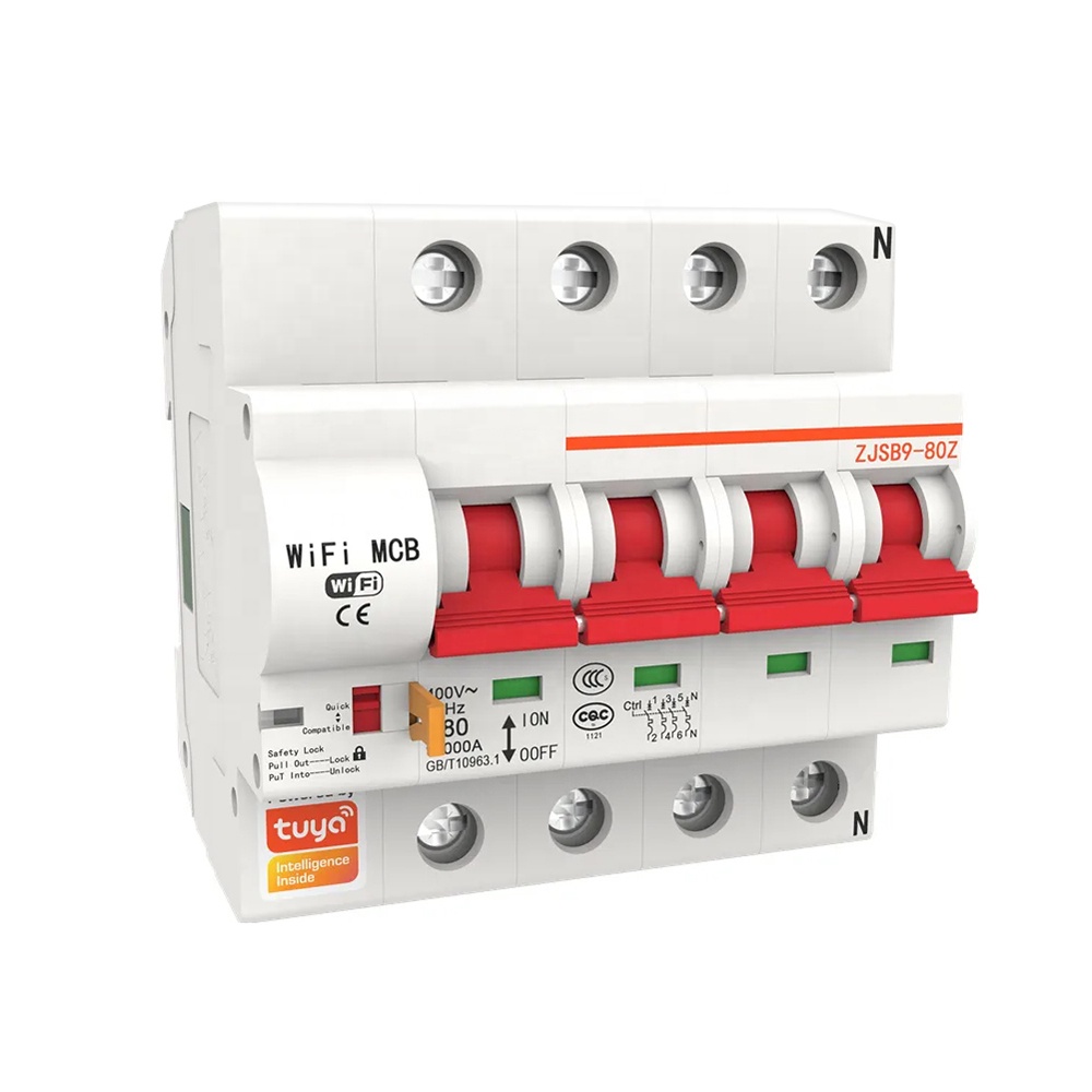 Умный беспроводной Wi-Fi Tuya 4P 20A 25A 32A 40A 63A 80A 100A 125A MCB автоматический выключатель для домашней фабрики