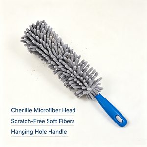 Gray Chenille <b>Cleaning</b> Duster Microfiber Dusting <b>Brush</b> Soft Fiber Cleaner for Car Home Office - Product Image 2