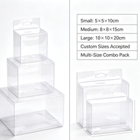 Boîtes pliantes transparentes multi-tailles en PVC avec languette de suspension pour présentation de porte-clés, écouteurs, jouets et marchandises