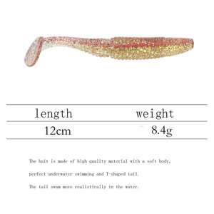 Señuelo Bicolor en Espiral con Cola en T, 12cm 8.4g, Luminoso, para Pesca de Lubina en Agua Dulce - Product Image 2
