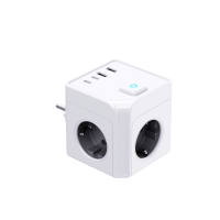 Regleta moderna de 3 tomas de corriente de la UE con 3 tomas de CA, 2 puertos USB y Cable de 1,5 M, enchufe de extensión Universal de corriente nominal de 16A