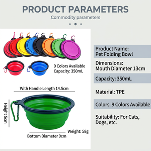 Le Duoduo Collapsible <b>Dog</b> Bowl 350ml Portable Silicone Pet Feeder For Outdoor Travel - Product Image 2