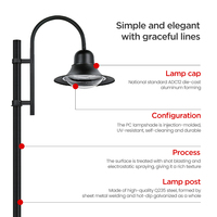Lampe de jardin LED en aluminium 600W IP65 étanche lumière communautaire avec PC et corps en verre alimentation secteur 30W/600W alimentée en courant continu