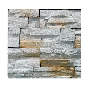 Custom travertine designs stack stone panel artificial white culture stone wall panels off white