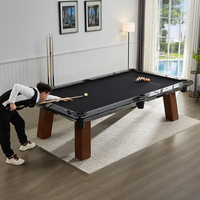 Table de billard professionnelle moderne et légère de 9 pieds en verre trempé noir table de snooker en chêne rouge table de billard en verre