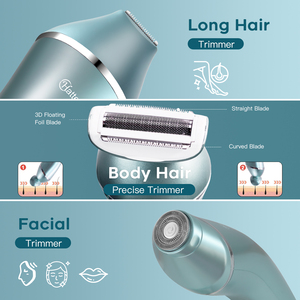 HATTEKER RSCX-9612 Épilateur électrique 3-en-1 pour femmes -- Rechargeable par USB, épilateur et tondeuse indolores pour le visage, le corps et le maillot de bain - Product Image 6