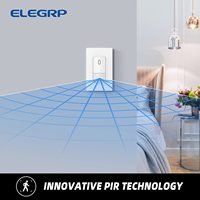 ELEGRP USA Interrupteur mural électrique moderne à détecteur de mouvement PIR LED automatique pour jour et nuit