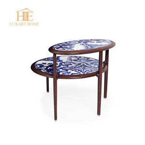 Mesa de Centro Moderna Convertible de Acero Inoxidable de Lujo con Patrones Pintados a Mano, Tamaño y Color Personalizables, Muebles para Sala de Estar - Product Image 5