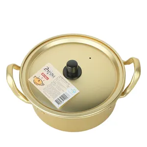 Utensilios de cocina de aluminio, olla para Fideos Ramen, sopa dorada, leche, olla para salsa con tapa