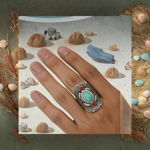 Bohemian Tibet Alloy Rose Gold Plated <b>Turquoise</b> Round Inlay Vintage Gemstone <b>Ring</b> for Women Party Gift BLUE - Product Image 3