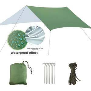 Square Outdoor <b>Canopy</b> 34 People; Waterproof Sun-Resistant 2000-3000mm Beach Gazebo Shade <b>Tent</b> Lightweight Silver-Coated - Product Image 1
