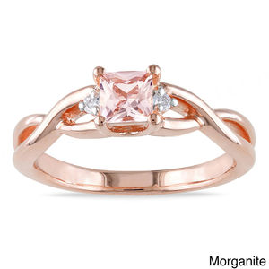 Bague en Morganite Baguette avec Diamants, Bague en Morganite Taille Émeraude, Bague en Morganite Baguette Triangulaire - Product Image 6