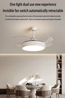 42/48 pouces rétractable Invisible salon moderne fantaisie Led plafonnier salon lampe avec ventilateur plafond pour salle à manger