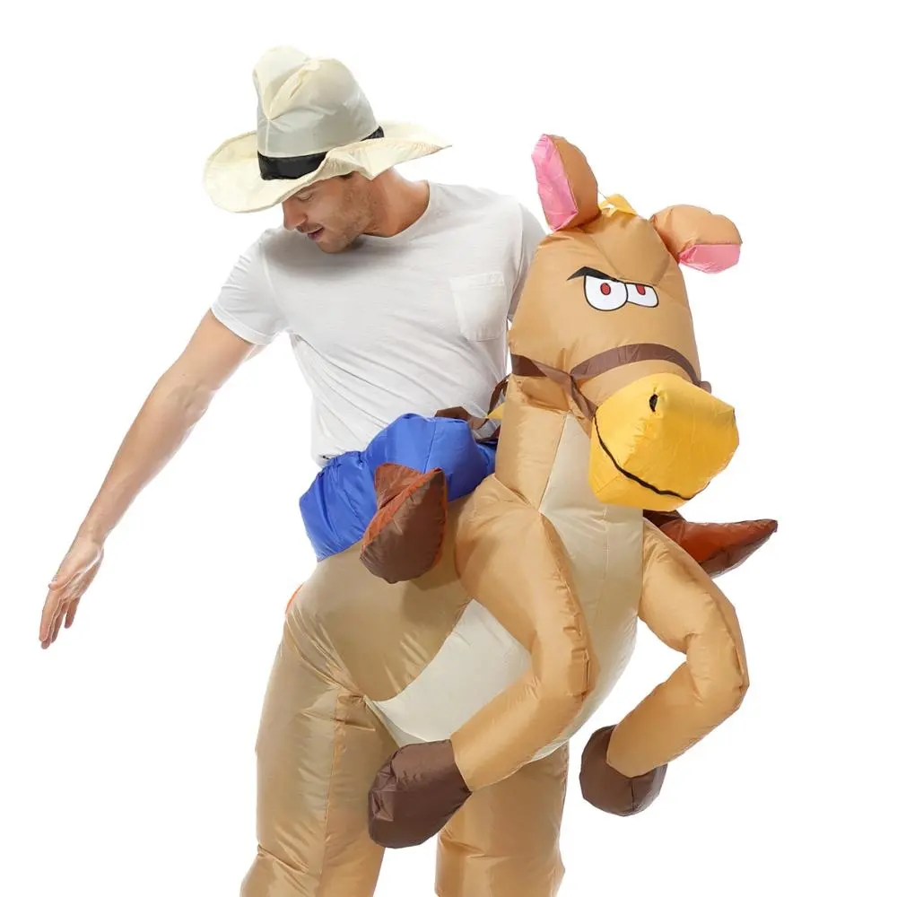 Disfraz de Halloween de caballo inflable traje volado disfraces para adultos