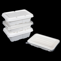 Conteneur alimentaire à emporter écologique et biodégradable en bagasse de canne à sucre avec couvercle 500 ml