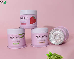 Personalizado vacío 30g aluminio Rosa Matcha lata respetuoso con el medio ambiente hermético Matcha té café en polvo embalaje Metal redondo Matcha lata - Product Image 4