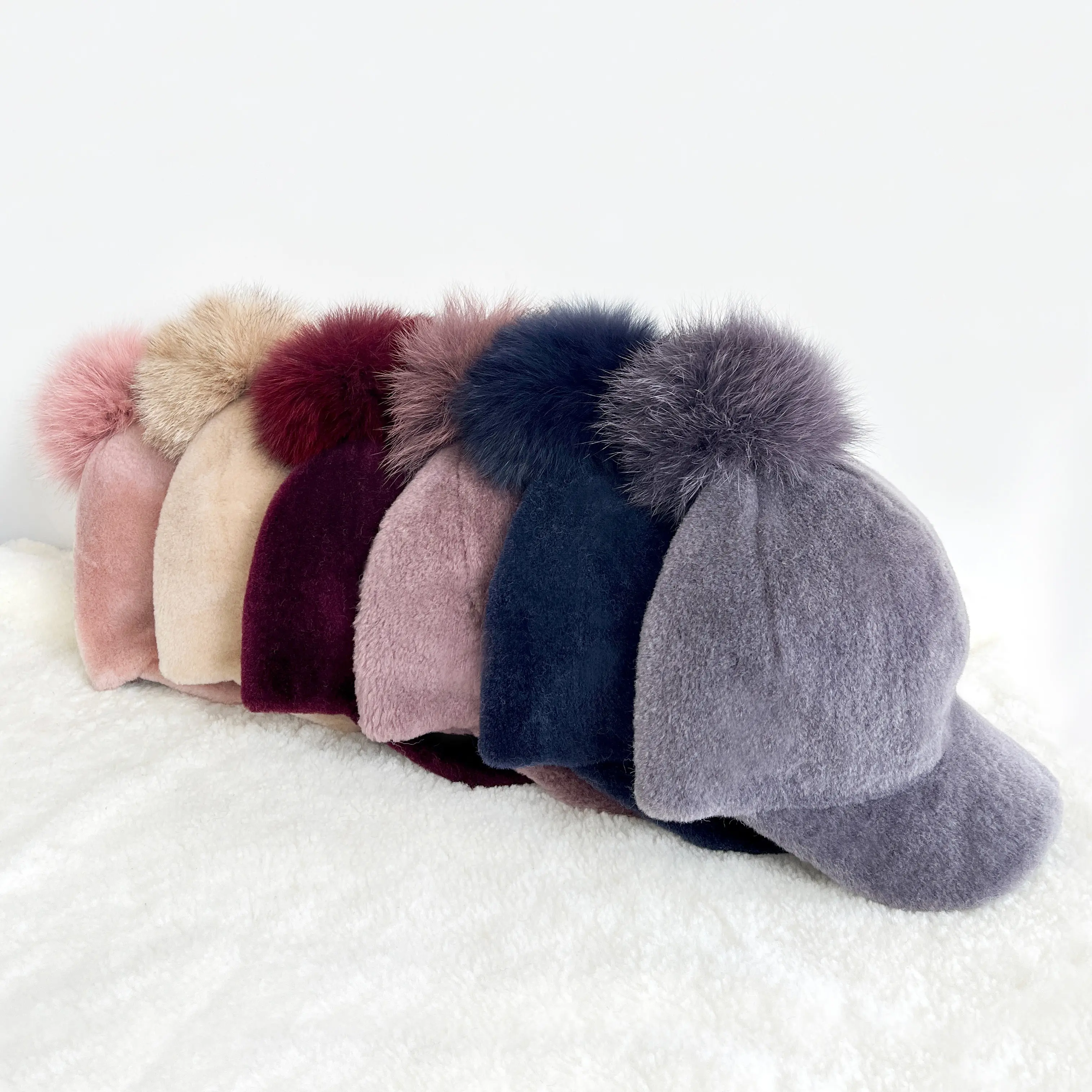 2024 Mới Ra mắt Mùa Đông Mới Thời Trang Phụ Nữ Mũ Bóng Chày Mũ Lông Thú Ấm Áp Giá Bán Buôn Mùa Đông Faux Lamb Fur Hat