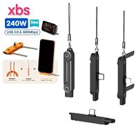 240W PD USB-C zu USB-C Kabel mit Faltbarem Handyständer Schnellladekabel für 8iP15 16 17 Pro Max Android Laptops