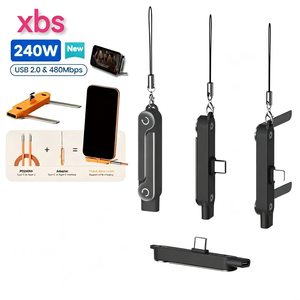 Cable <span class=keywords><strong>USB</strong></span> <span class=keywords><strong>C</strong></span> a <span class=keywords><strong>USB</strong></span> <span class=keywords><strong>C</strong></span> de 240W PD con Soporte Plegable para Teléfono, Cable de Carga Rápida para iPhone 15 16 17 Pro Max, Laptops Android - Product Image 2