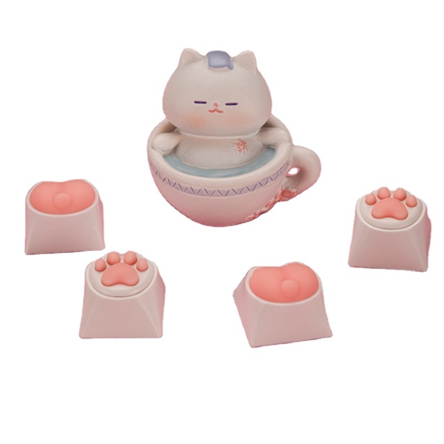 OSHID Unique Design Artisan Keycap cat Paw Silicone PC pink Cute Keycaps for Mechanical Keyboard