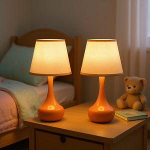 Ensemble de 2 lampes de table LED en fer rose à trois niveaux de luminosité, petite lampe de chevet pour les chambres d'enfants/bureaux/salons - Product Image 2
