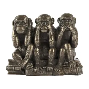 Résine Bronze Entendre-Non, qui Ne Voit pas, parle-Pas de Singes Maléfiques Statue Animalière Trois Vérités de L'homme Figurine - Product Image 1