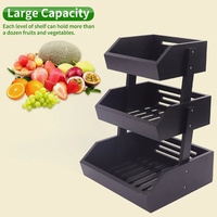 Vente en gros de corbeille à fruits en bois à 3 niveaux pour comptoir de cuisine support de stockage de légumes grande corbeille à fruits en bambou