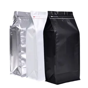 Impressão personalizada do lado reforços fundo quare embalagens de alimentos zip lock kraft sacos de café de papel de válvula de desgaseificação de café embalagem saco de feijão