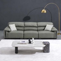 Ensemble de canapés de massage en cuir véritable de style moderne avec design en forme de L et pieds en acier inoxydable