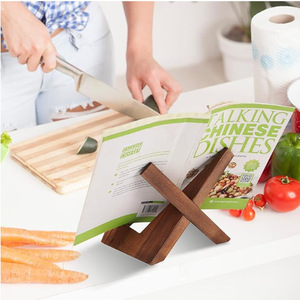 Wooden Recipe Holder Storage Base Multi Layer Phone <b>Tablet</b> <b>Stand</b> Kitchen Desktop Menu Rack Pine Material Geometry Design - Product Image 1