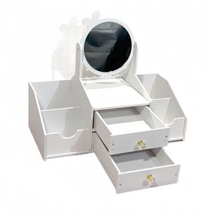 Cosmetic Storage Box With <b>Mirror</b> Drawer Style Desktop Organizer For Makeup Jewelry PVC Material Eco Friendly - Product Image 5
